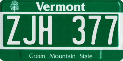 VT license plate ZJH377