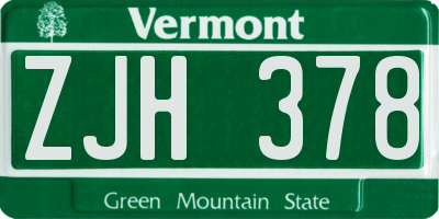 VT license plate ZJH378