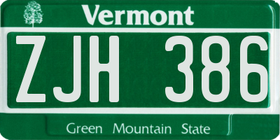 VT license plate ZJH386