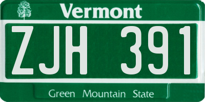VT license plate ZJH391
