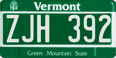 VT license plate ZJH392