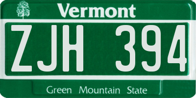 VT license plate ZJH394