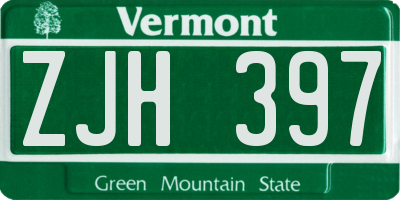 VT license plate ZJH397