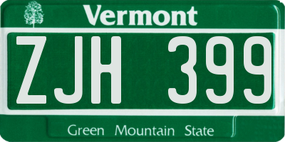 VT license plate ZJH399