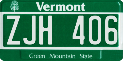 VT license plate ZJH406