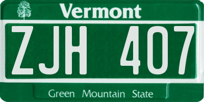 VT license plate ZJH407