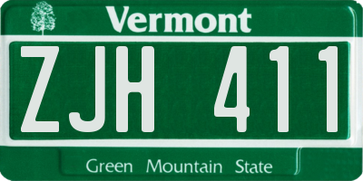 VT license plate ZJH411