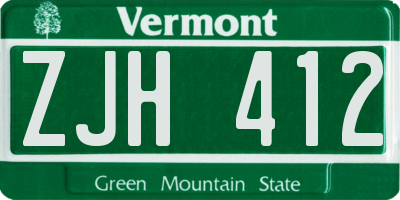 VT license plate ZJH412