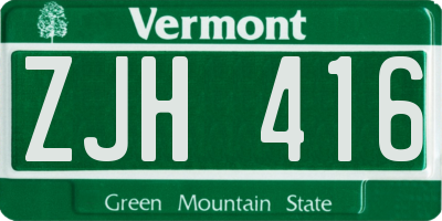 VT license plate ZJH416
