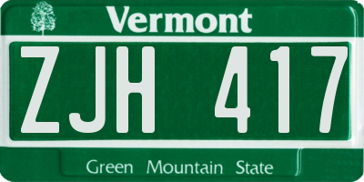 VT license plate ZJH417