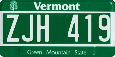 VT license plate ZJH419