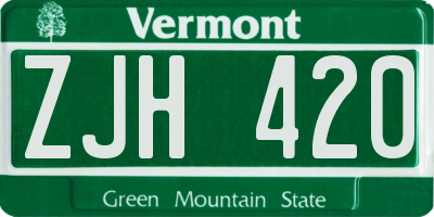 VT license plate ZJH420