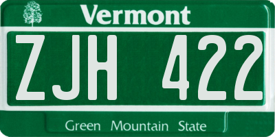 VT license plate ZJH422