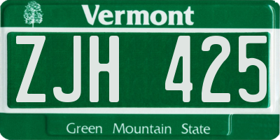 VT license plate ZJH425