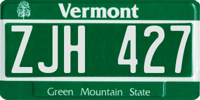 VT license plate ZJH427