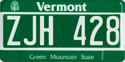 VT license plate ZJH428