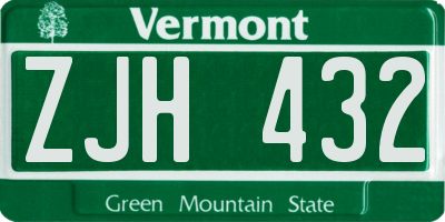 VT license plate ZJH432