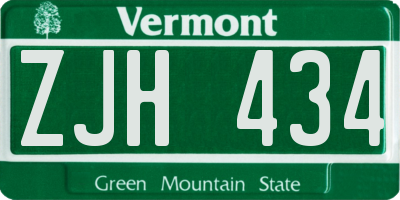 VT license plate ZJH434