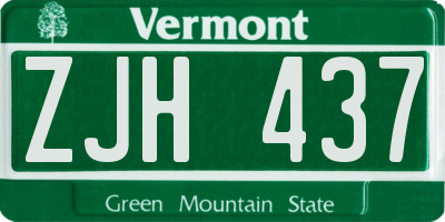 VT license plate ZJH437
