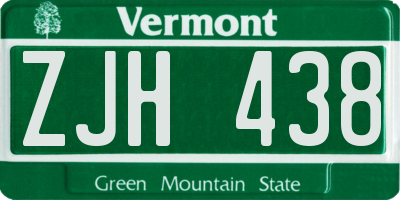 VT license plate ZJH438