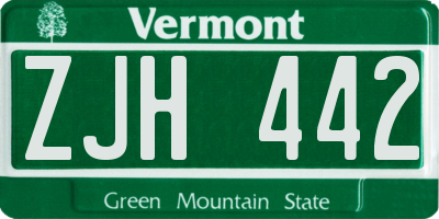 VT license plate ZJH442