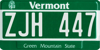 VT license plate ZJH447