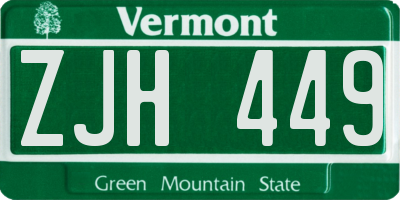 VT license plate ZJH449