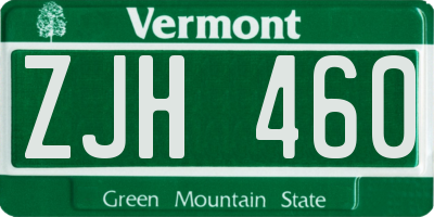 VT license plate ZJH460