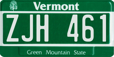 VT license plate ZJH461