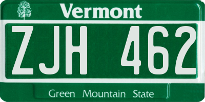 VT license plate ZJH462