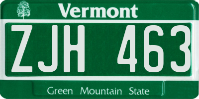 VT license plate ZJH463