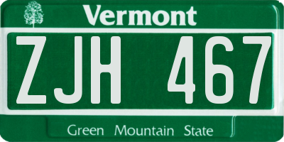 VT license plate ZJH467