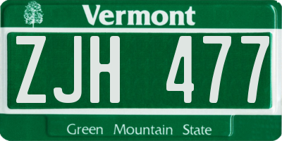 VT license plate ZJH477