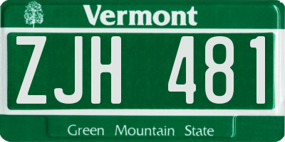 VT license plate ZJH481