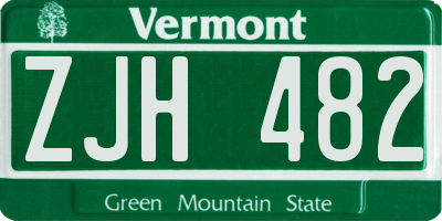 VT license plate ZJH482