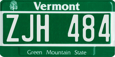 VT license plate ZJH484