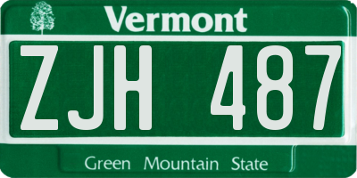 VT license plate ZJH487