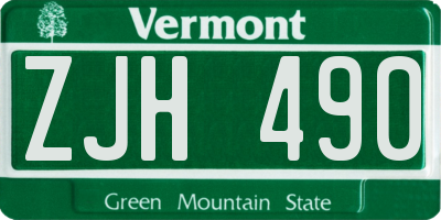 VT license plate ZJH490