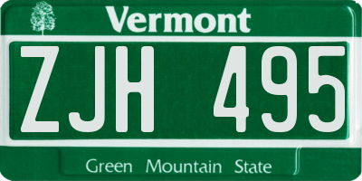 VT license plate ZJH495