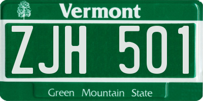 VT license plate ZJH501
