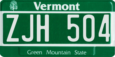 VT license plate ZJH504