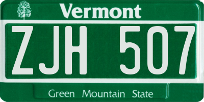 VT license plate ZJH507