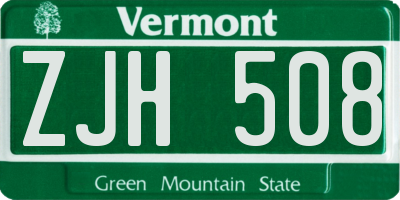 VT license plate ZJH508