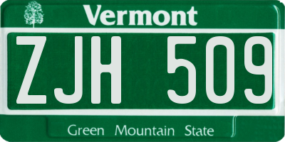 VT license plate ZJH509