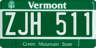 VT license plate ZJH511