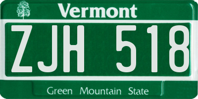 VT license plate ZJH518