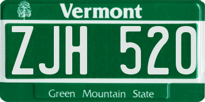 VT license plate ZJH520