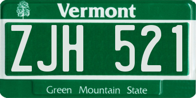 VT license plate ZJH521