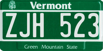 VT license plate ZJH523