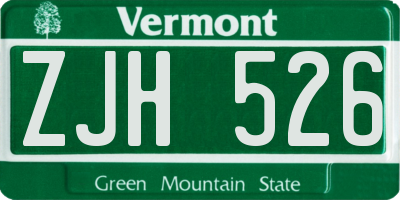 VT license plate ZJH526